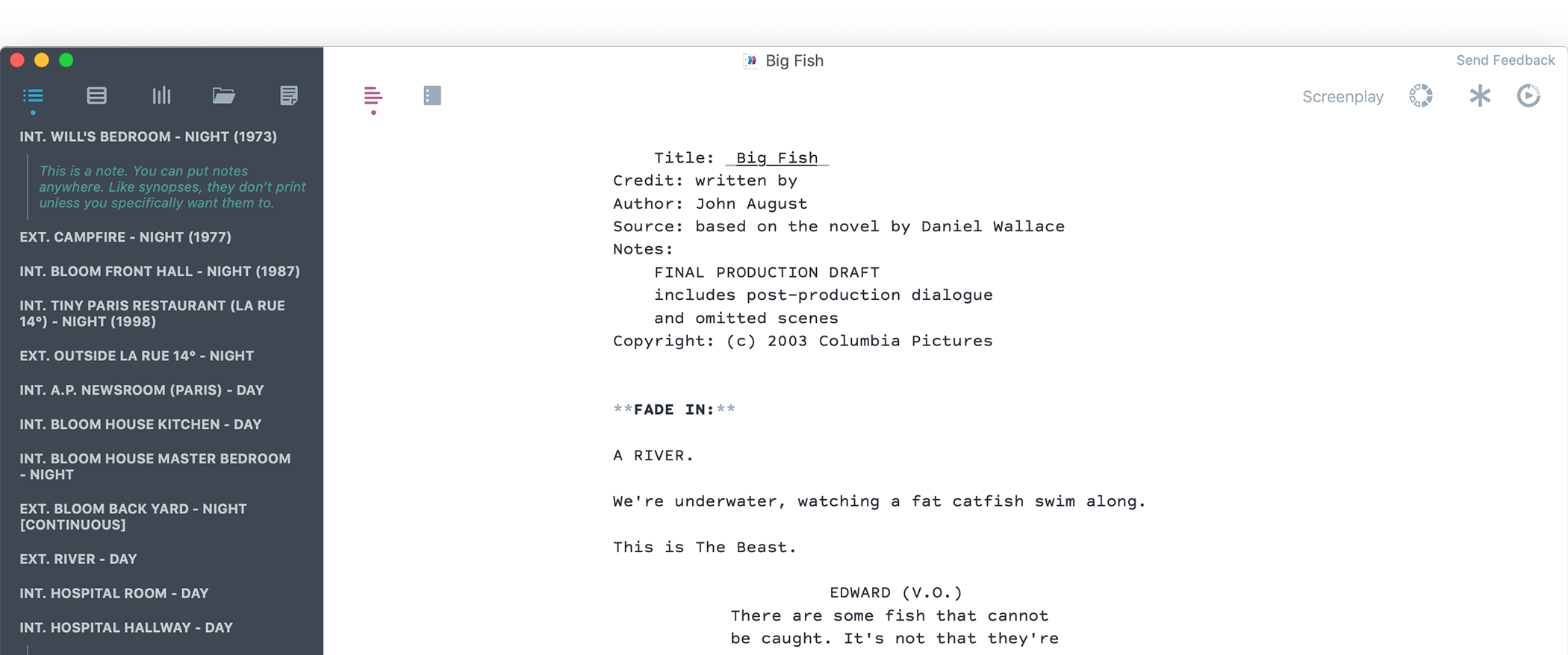 screeplay writing app for mac